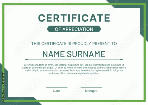 Certificate design template modern green