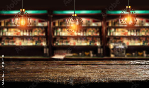 Desk of free space and bar background 