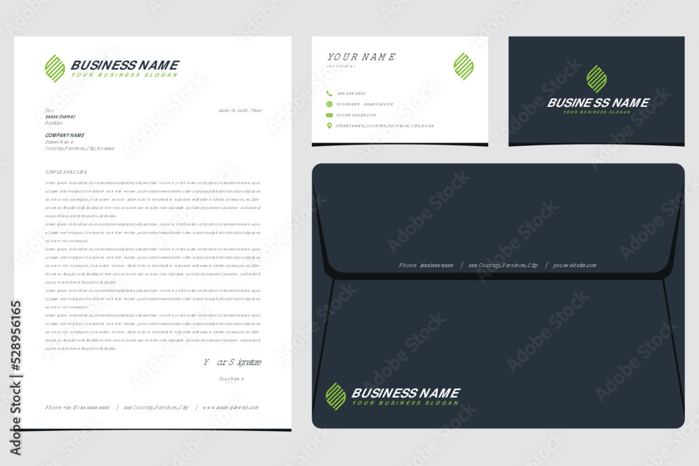 SEM or SWM leaf logo with stationery designs