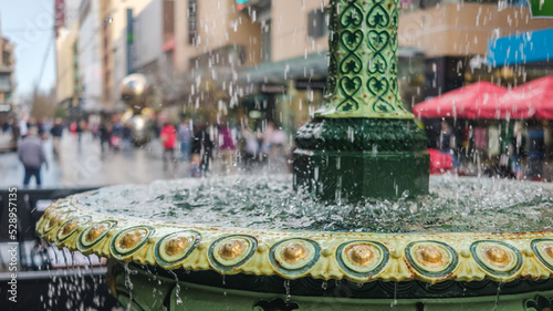 Close-up view of Adelaide Arcade fountain at Rundle Mall, South Australia photo
