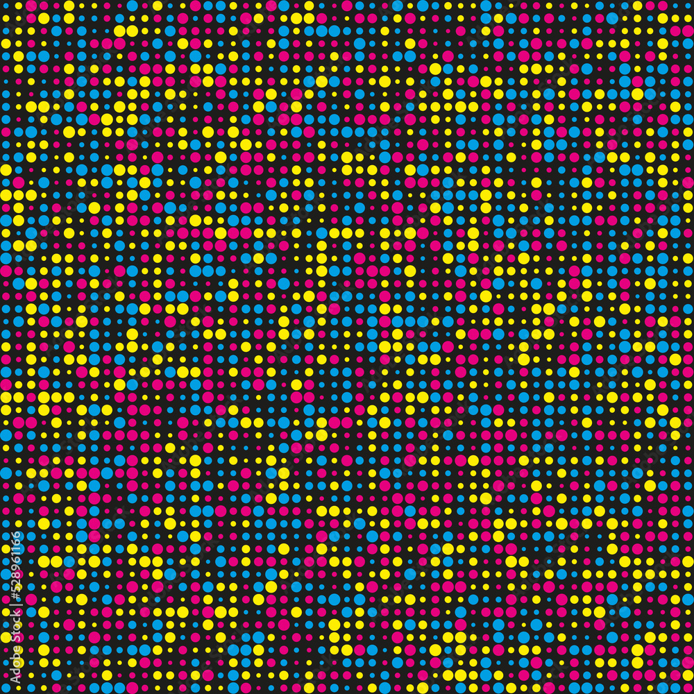 CMY Different Sized Dots Halftone Pattern