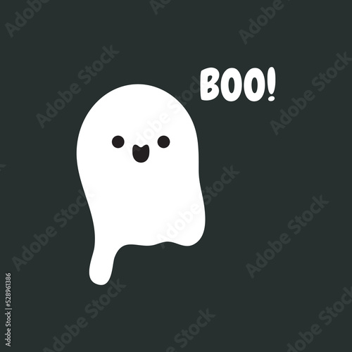 Little cute ghosts Happy Halloween trick or Treating, Halloween scary ghostly monsters. Cartoon spooky character flat style isolated on white background Vector illustration.