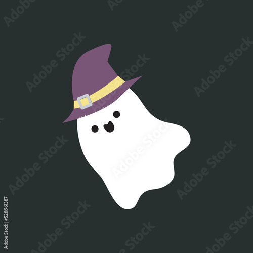 Little cute ghosts Happy Halloween trick or Treating, Halloween scary ghostly monsters. Cartoon spooky character flat style isolated on white background Vector illustration.