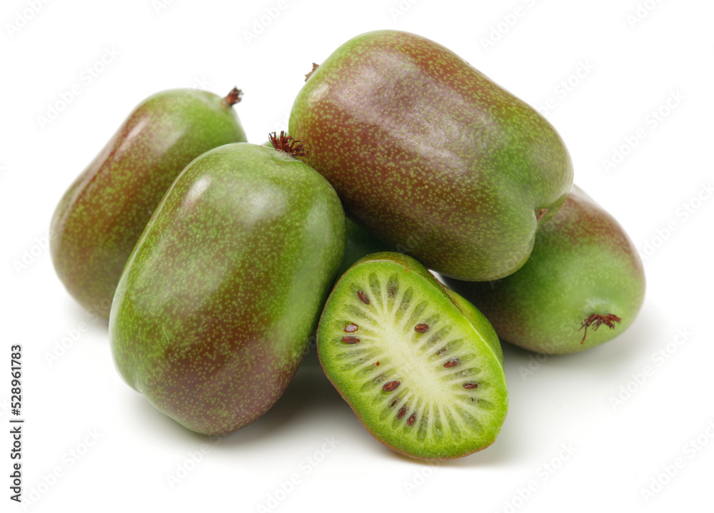 mini kiwi baby fruit (actinidia arguta) on white background mini kiwi baby fruit (actinidia arguta) on white background