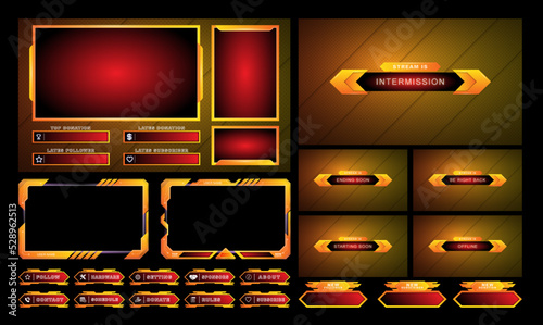 twitch Stream Facecam OBS Template Yellow Game Modern overlay design Pack.