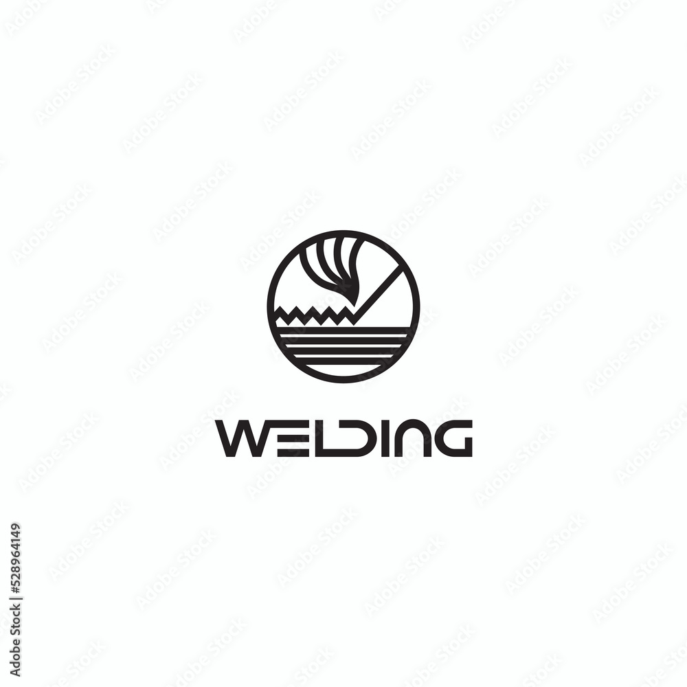 
illustration consisting of an image of the welding process in the form of a symbol or logo