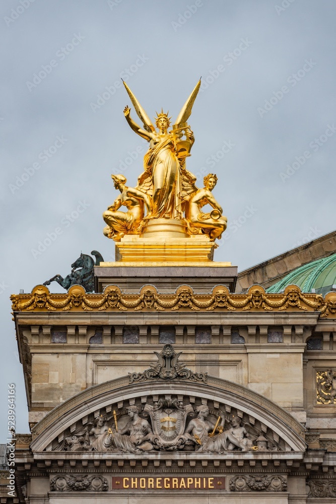 Music on top of Opera Garnier in paris opera house