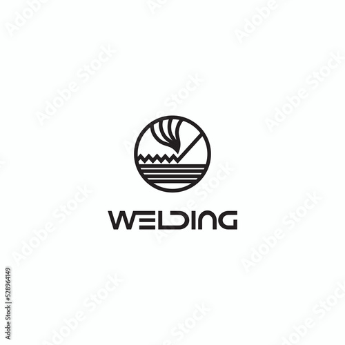 
illustration consisting of an image of the welding process in the form of a symbol or logo