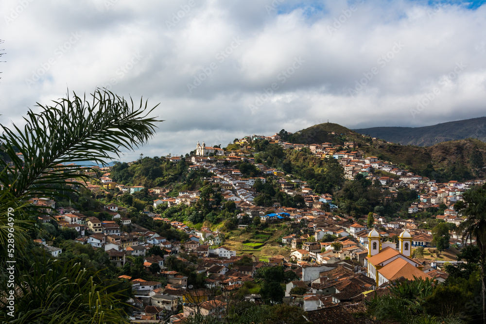 View of a city in the hill at the State of Minas Gerais, Brazil.