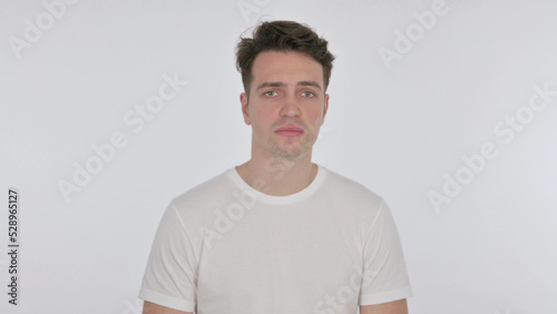 Sad Young Man on White Background