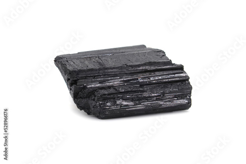 Black tourmaline stone isolated on white photo