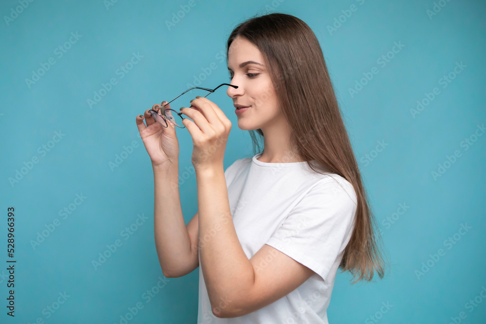 Beautiful smiling woman wearing glasses Beautiful smiling woman wearing glasses
