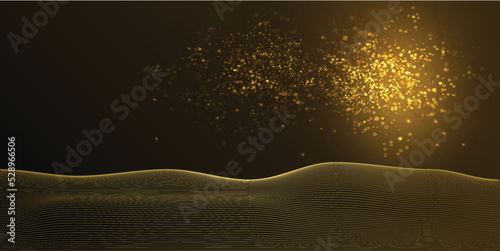 Gold Star Field, Star dust, Gold galaxy background. Dynamic wave