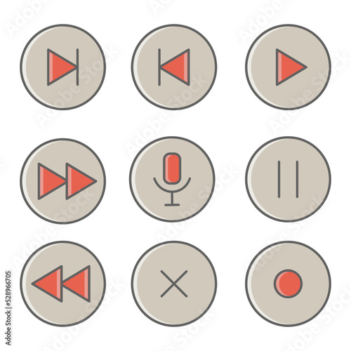 Obraz na płótnie Set of media player buttons icons w salonie