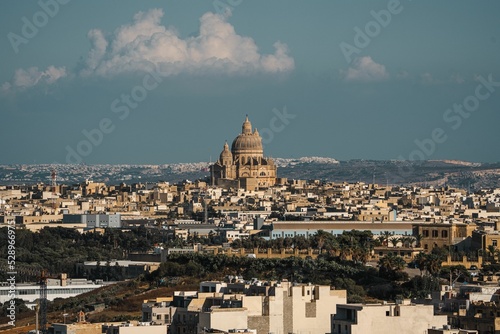 Canvastavla Aerial view of Gozo city with the Rotunda St. John Baptist Church