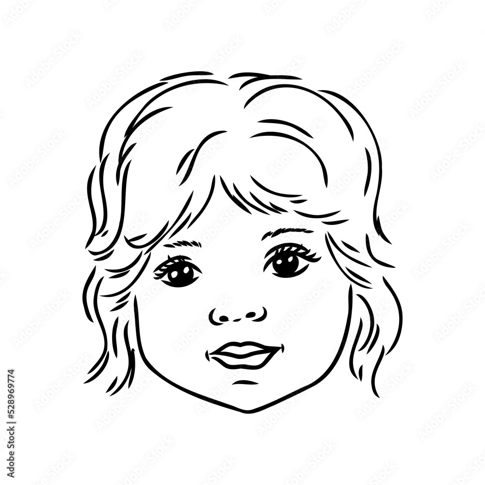 illustration of two baby faces on a white background illustration of two baby faces on a white background