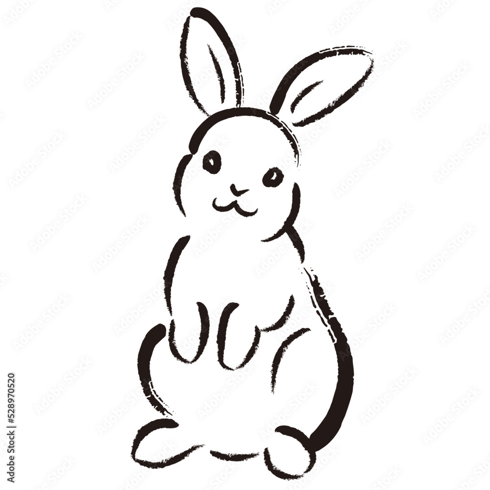 Fototapeta premium 卯年年賀状_うさぎの線画イラスト_04