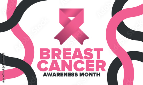 Breast Cancer Awareness Month. Pink october. Pink ribbon. Woman healthcare. Celebrate annual. Medic concept. Girl solidarity. Cancer prevention. Female disease. Poster, banner and background. Vector
