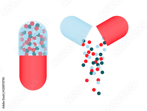 Tablet closed and open with contents.