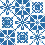 Azulejo tile seamless pattern for decor, vector illustration traditional spanish portuguese pattern for design