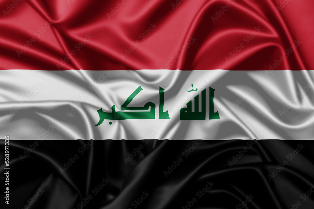 Iraq waving flag close up satin texture background Iraq waving flag close up satin texture background