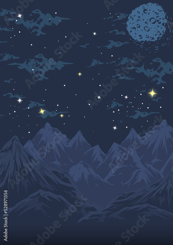 Space landscape colorful flyer vintage