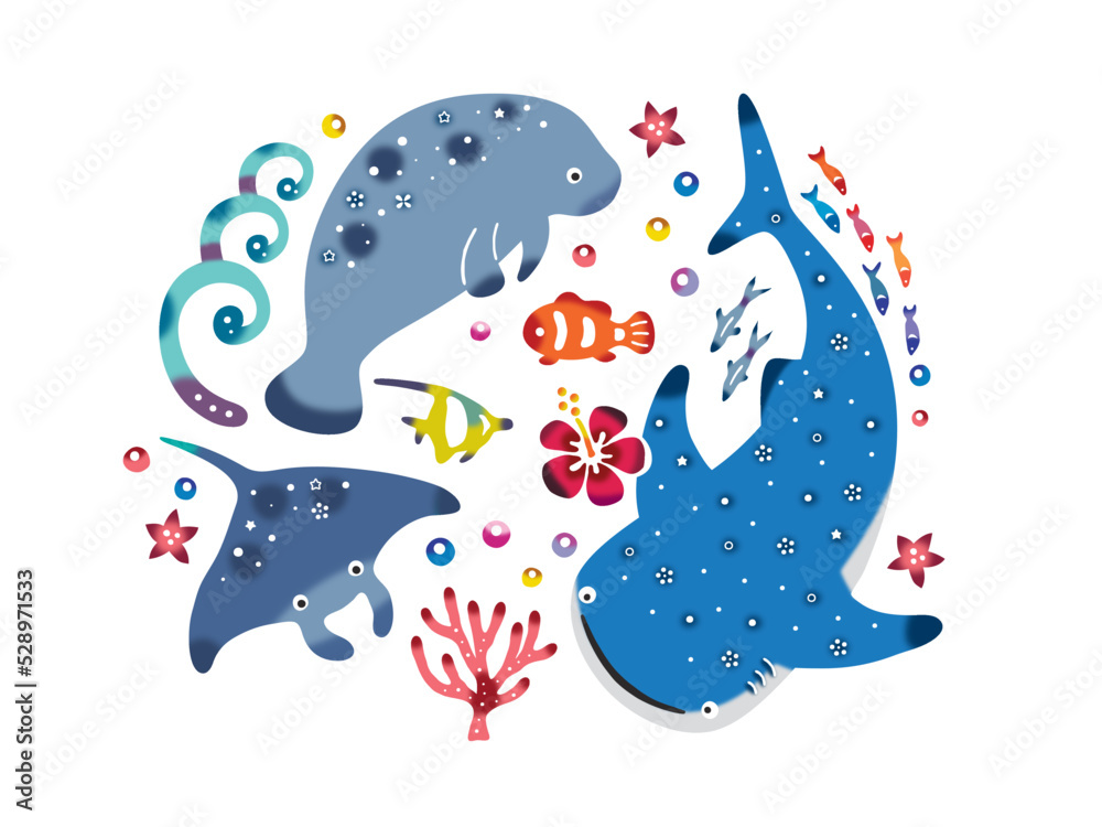 ❄︎ミント❄︎さま売約済み〈Harvest・琉球紅型風・フグ〉イラストタイプ