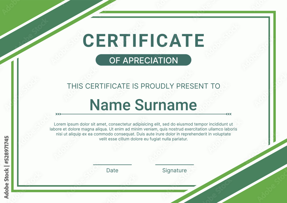 Obraz premium Certificate template modern green design