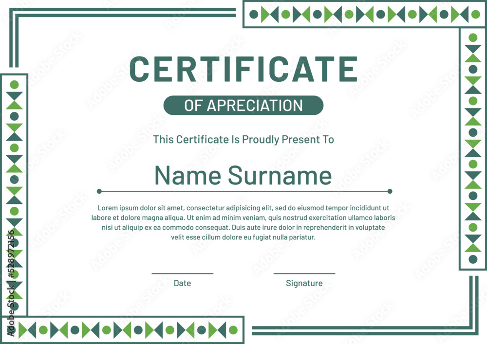 Certificate template modern green design