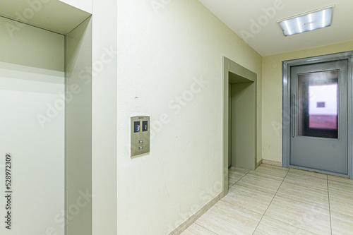 Russia, Moscow- May 21, 2020: interior apartment public place, entrance of the house. doors, walls, corridors staircase