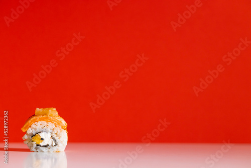 sushi on the red background
