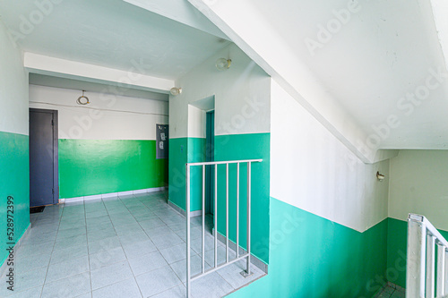 Russia, Moscow- May 21, 2020: interior apartment public place, entrance of the house. doors, walls, corridors staircase