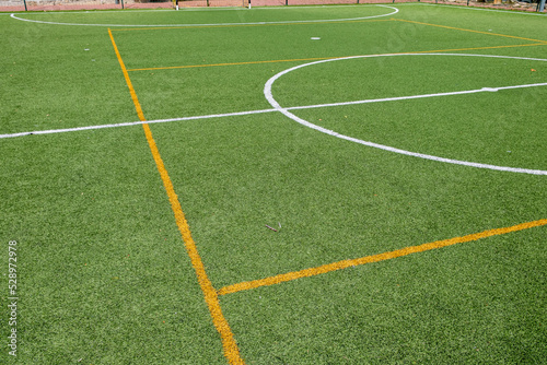 artificial grass soccer field  central part