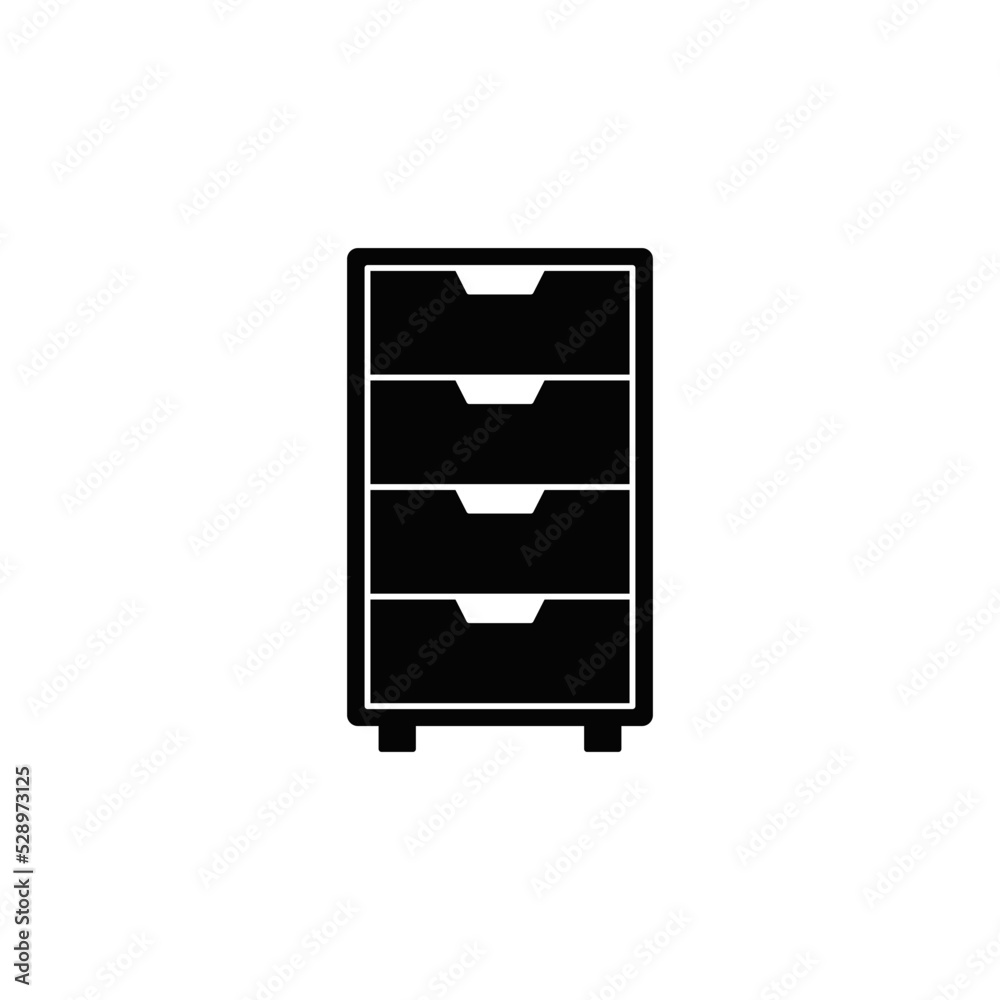 Cabinet icon in black flat glyph, filled style isolated on white background