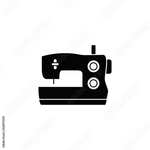 Sewing machine icon in black flat glyph, filled style isolated on white background © fahmi