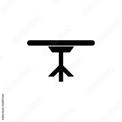 Dinning table icon in black flat glyph, filled style isolated on white background