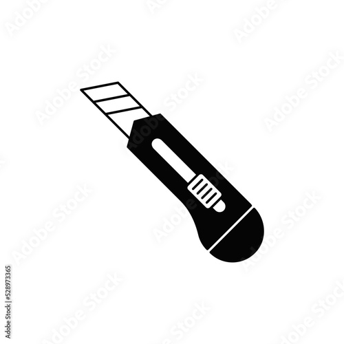 Cutter paper icon in black flat glyph, filled style isolated on white background