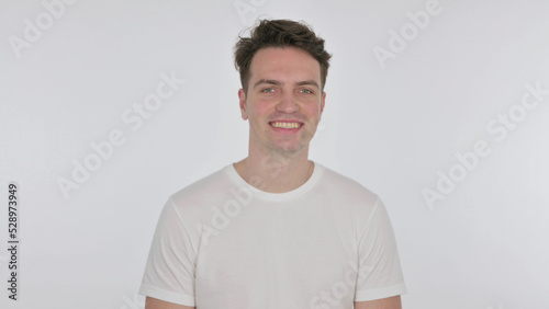 Young Man Smiling on White Background
