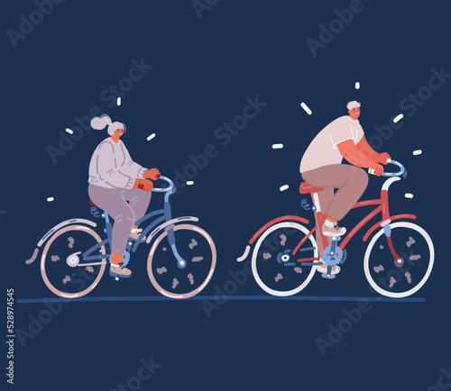 Cartoon vector illustration of Healthy lifestyle - teenage girl and boy riding bicycles