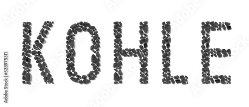 Kohle (German)/ Coal (English) - typographical concept - 3D illustration