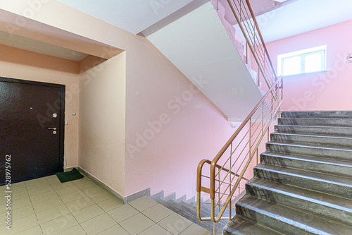 Russia, Moscow- May 21, 2020: interior apartment room stairs, steps