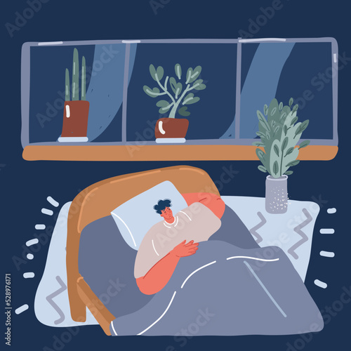 Cartoon vector illustration of sleeping man