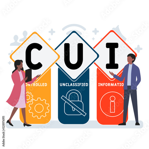 CUI - controlled unclassified information acronym. business concept background. vector illustration concept with keywords and icons. lettering illustration with icons for web banner, flyer, landing