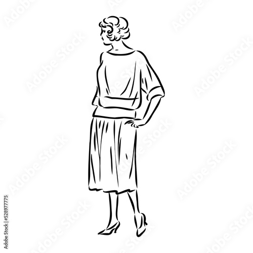 Wallpaper Mural vintage illustration with beautiful fashion girl retro fashion vector Torontodigital.ca