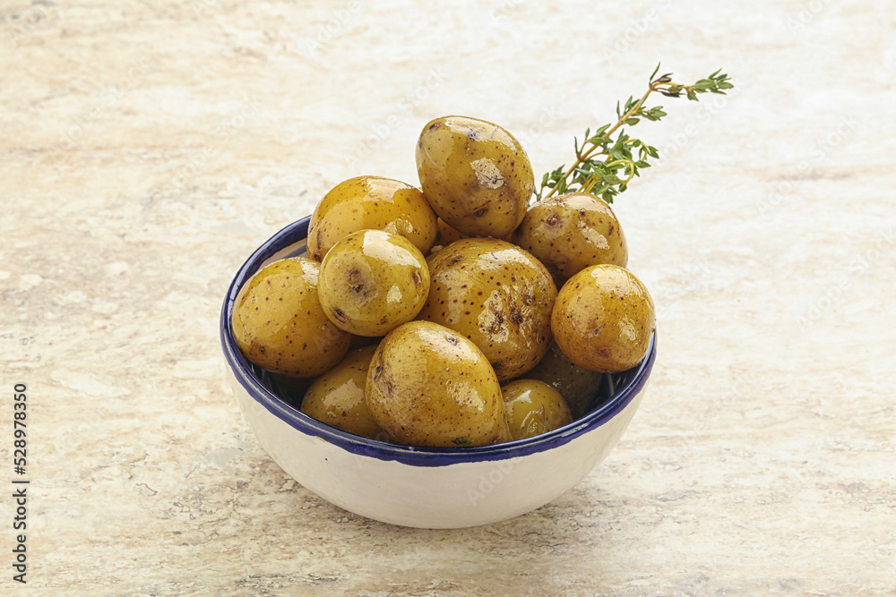 Boiled baby potato in the bowl Boiled baby potato in the bowl