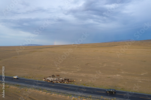 Rainbow in desert in Xinjiang China