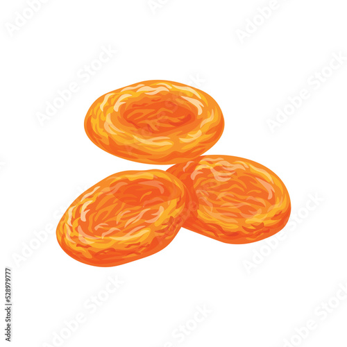 
Dried apricots isolated on a white background. Vector illustration of tasty  dried apricots in cartoon style. Dried apricots icon. Set of dried apricots.Design element, logo