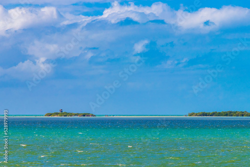 Panorama landscape Holbox island Isla de la Pasión sandbank Mexico.