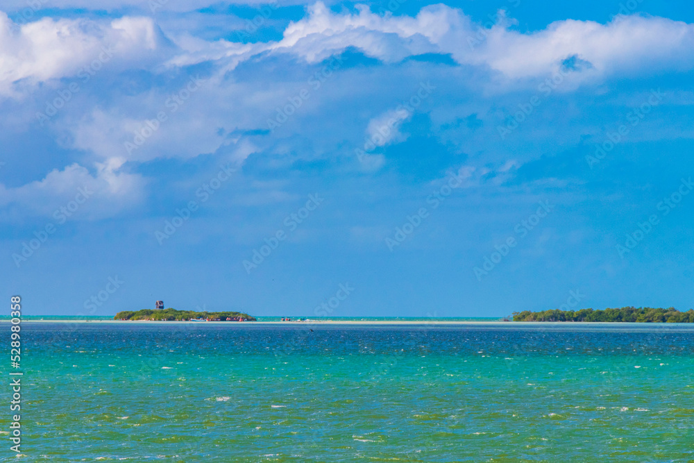 Panorama landscape Holbox island Isla de la Pasión sandbank Mexico.