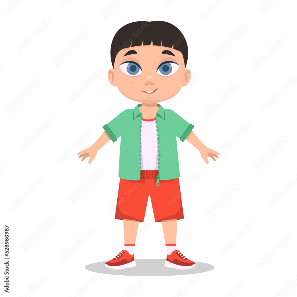 Cute boy smiles. The child smiles. Vector illustration